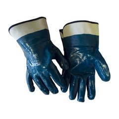 (WE2113) Перчатки с нитриловым покрытием, синие, щелочные, манжет крага, р.10 Werk