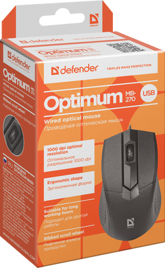 Миша Defender (52270)Optimum MB-270 USB (чорна),1000 dpi, 3 кнопки