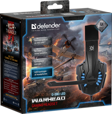 Гарнітура Defender Warhead G-390 LED Black+Blue (64039)