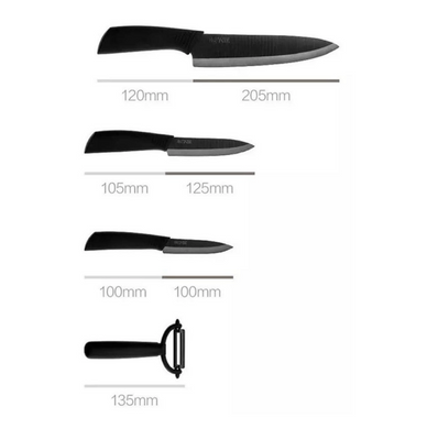 Набор кухонных ножей Xiaomi HuoHou Ceramic Kitchen Knife Set (HU0010) 4шт.