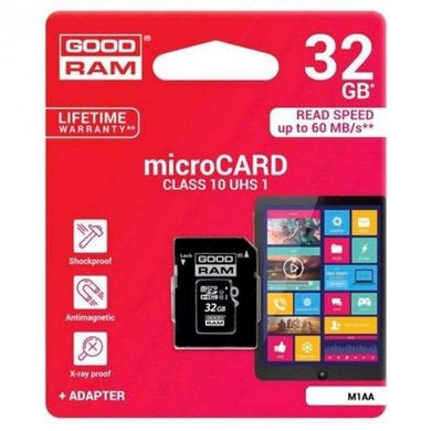 Картка пам'ятi Goodram microSDHC 32GB Class 10 UHS I + ad