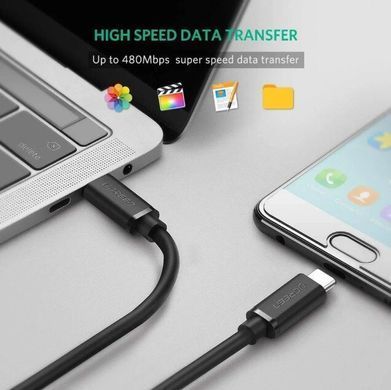 кабель Ugreen US286 Type-C - Type-C 3A Cable 2м (черный)