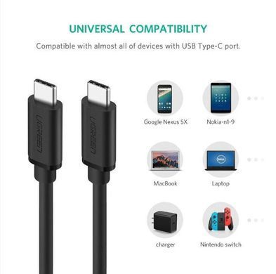 кабель Ugreen US286 Type-C - Type-C 3A Cable 2м (черный)
