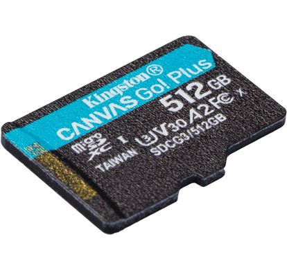 Карта пам'яті Kingston MicroSDXC 512GB Canvas Go! Plus Class 10 UHS-I U3 V30 A2 + SD-адаптер (SDCG3/512GB)