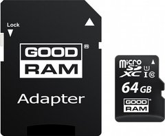 Картка пам'ятi Goodram microSDXC 64GB Class 10 UHS I + ad