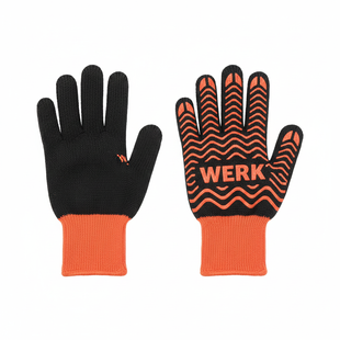 Рукавички ХБ чорні, червоний ПВХ WERK (WE2167)