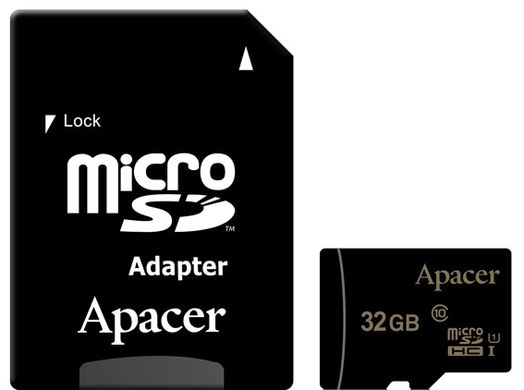 Карта памяти ApAcer microSDHC 32GB UHS-I U1 Class 10 (AP32GMCSH10U1-R) + SD адаптер