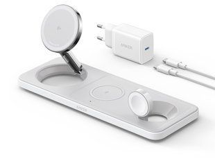 Бездротовий зарядний пристрій Anker MagGo Wireless Charging Station 15W 3-in-1 Pad White