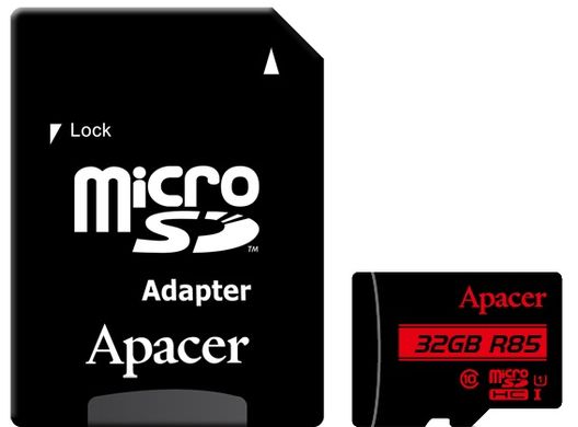 Карта памяти ApAcer microSDHC 32GB UHS-I U1 Class 10 (AP32GMCSH10U5-R) + SD адаптер