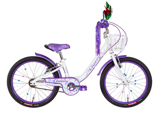 Велосипед сталь 20 Formula CHERRY 10" белый с сиреневым с корзиной Pl St 2024
