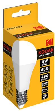 LED лампа Kodak A60 E27 12W 220V Тепл.Біл. 3000K Мат.н/Дим.