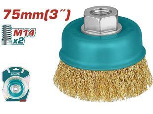 TOTAL TAC31031 Щетка чашечная проволочная, 75мм, для КШМ, М14.