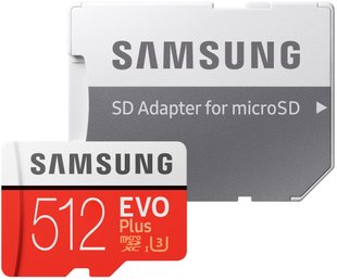 Карта памяти Samsung EVO Plus microSDXC 512GB UHS-I Class 10 (MB-MC512HA/RU) + SD адаптер