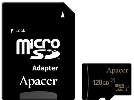 Карта памяти ApAcer microSDXC 128GB UHS-I U1 Class 10 (AP128GMCSX10U1-R) + SD адаптер
