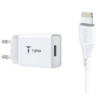 Сетевое зарядное устройство T-Phox Mini 12W 2.4A + Lightning Cable 1.2m White