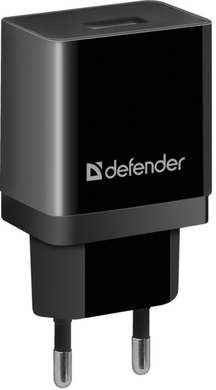 мережева зарядка Defender (83577)UPA-21 чорна, 1xUSB, 5V / 2.1А