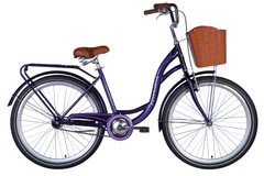 Велосипед ST 26" Dorozhnik AQUAMARINE с багажником задн St с корзиной Pl с крылом St 2024 (темно-фиолетовый)