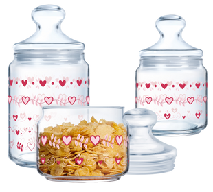 Набір банок Luminarc Club Love Basket, 3х0.5, 0.75, 1 л