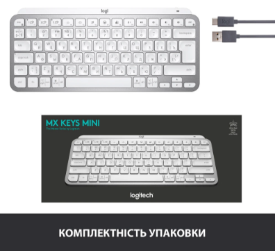 Клавіатура LogITech MX Keys Mini Minimalist Wireless US Pale Grey (920-010499)