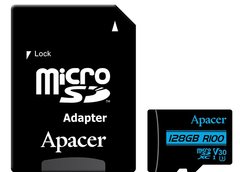 Карта пам'яті Apacer microSDXC 128GB UHS-I U3 V30 (AP128GMCSX10U7-R) + SD адаптер