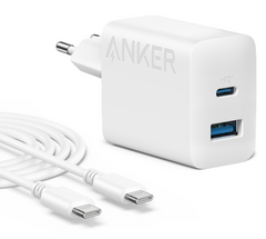 Сетевое зарядное устройство Anker PowerPort - 20W USB-C&USB-A + USB-C cable White