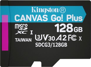 Карта памяти Kingston microSDXC 128GB C10 UHS-I U3 A2 (SDCG3/128GBSP)