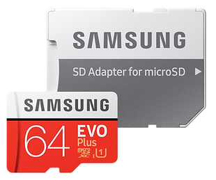 Карта памяти Samsung microSDXC 64GB EVO Plus UHS-I U1 (MB-MC64HA/RU) + SD адаптер