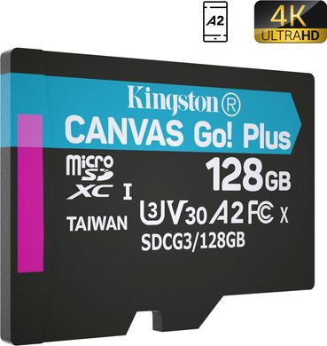 Карта памяти Kingston microSDXC 128GB C10 UHS-I U3 A2 (SDCG3/128GBSP)