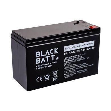 AGM аккумулятор BlackBatt 12V/7.2Ah