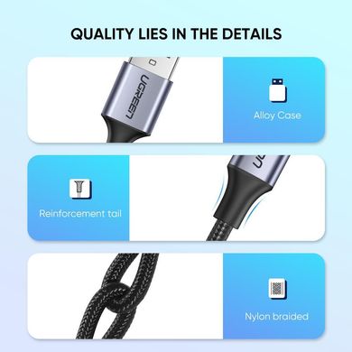 кабель Ugreen US288 USB - Type-C Cable Aluminum Braid 1м (чорний)