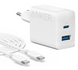 Сетевое зарядное устройство Anker PowerPort - 20W USB-C&USB-A + USB-C cable White фото 1