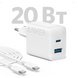 Сетевое зарядное устройство Anker PowerPort - 20W USB-C&USB-A + USB-C cable White фото 2