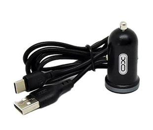 Автомобільний зарядний пристрій XO TZ08 2USB 2.1A + type-C cable black