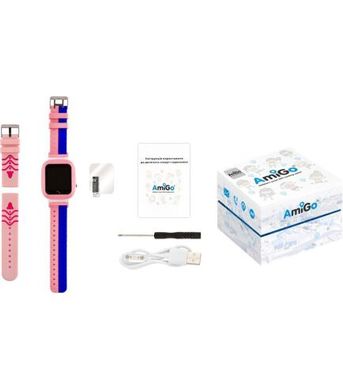 Детские смарт-часы AmiGo GO004 Splashproof Camera+LED Pink