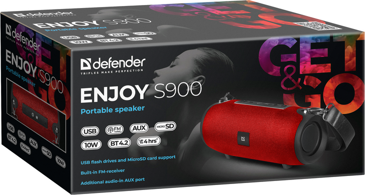 Портативна акустика Defender (65904)Enjoy S900 10Вт, червоний