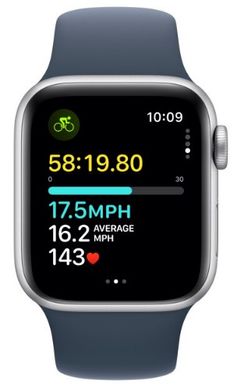 Смарт часы Apple Watch SE 44mm Silver Alum Case with Storm Blue Sp/b - M/L