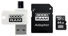Карта памяти GoodRam MicroSDHC 64GB UHS-I Class 10 (M1A4-0640R12) + Adapter + CardReader