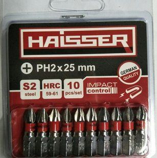 Набор бит Haisser PH1 х 25 мм, 10 шт