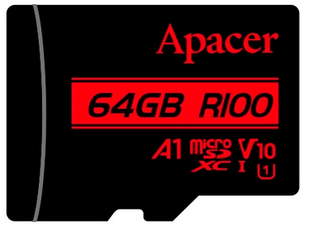 Картка пам'ятi APACER microSDXC 64GB U1 V10 A1 R100 without adapter (100/10 MB/s)