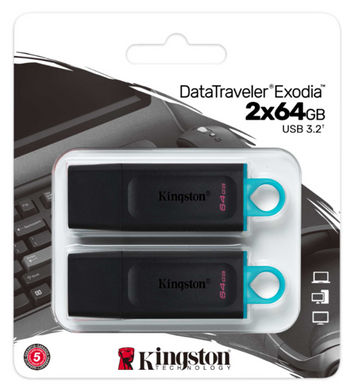 Flash Drive Kingston DT Exodia 64GB USB 3.2 Black/White - 2P