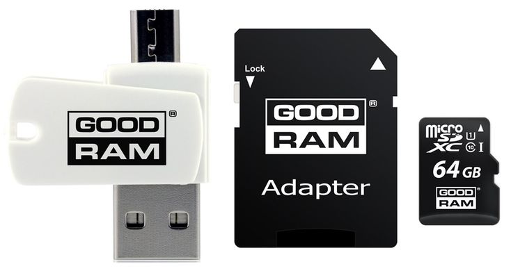 Карта пам'ятi GoodRam MicroSDHC 64GB UHS-I Class 10 (M1A4-0640R12) + Adapter + CardReader