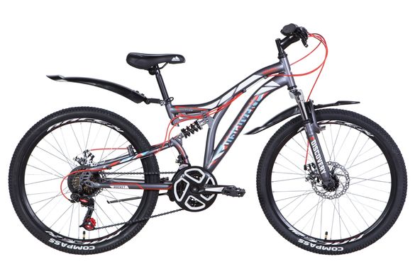 Велосипед 24" Discovery ROCKET DD 2021 (графитово-белый с красным (м))