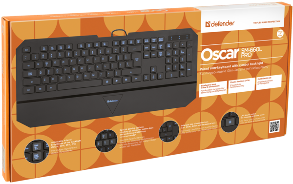 Клавиатура Defender (45662)Oscar SM-660L Pro USB подсв. черный