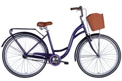 Велосипед ST 28" Dorozhnik AQUAMARINE с багажником задн St с корзиной Pl с крылом St 2024 (темно-фиолетовый)