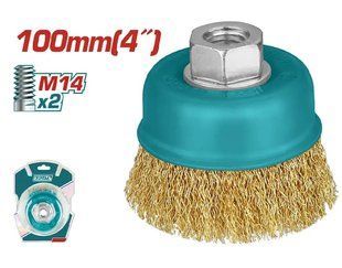 TOTAL TAC31041 Щетка чашечная проволочная, 100мм, для КШМ, М14.