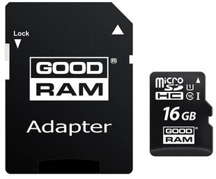 Карта пам'яті GoodRam microSDHC 16GB Class 10 UHS I (M1AA-0160R12) + SD адаптер