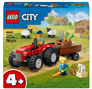 Конструктор LEGO City Красный фермерский трактор с прицепом и овцами