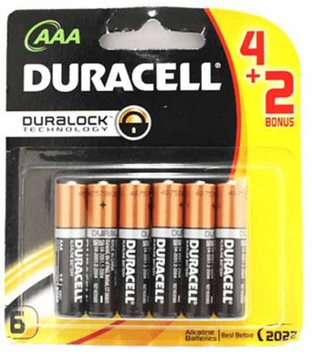 Батарейка Duracell LR03 MN2400 1x(4+2) шт.