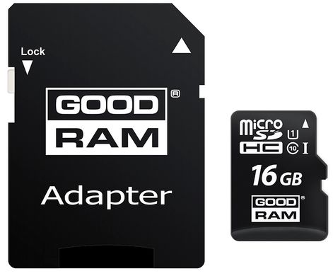 Карта памяти GoodRam microSDHC 16GB Class 10 UHS I (M1AA-0160R12) + SD адаптер