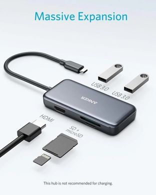 Переходник Anker Premium 5-in-1 USB-C to HDMI 4K Media Hub (Gray)